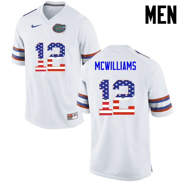 Men Florida Gators #12 C.J. McWilliams College Football USA Flag Fashion Jerseys-White